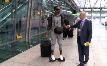 Usain Bolt on electric unicycle board
